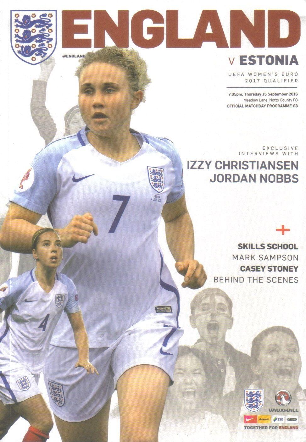 2016 - ENGLAND v ESTONIA (WOMENS)